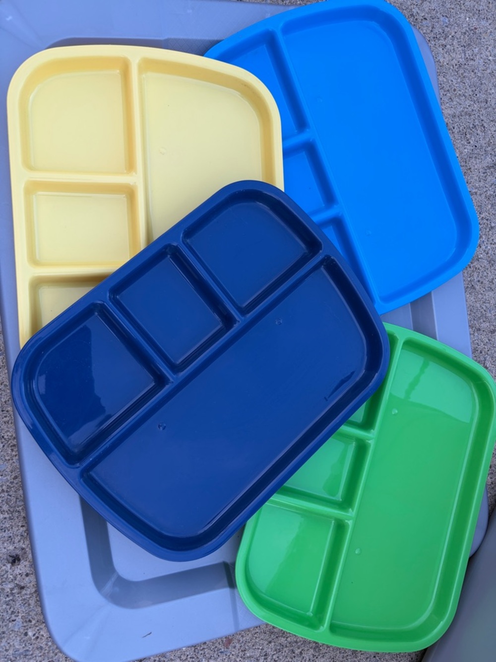 Set of Colorful Kids Compartment Trays - Blue, Navy, Yellow, Green